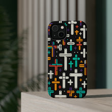 DistinctInk Tough Case for Apple iPhone, Compatible with MagSafe Charging - "Vibrant Christian Crosses: Bold and Minimalistic"