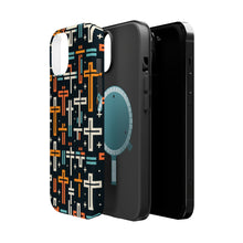 DistinctInk Tough Case for Apple iPhone, Compatible with MagSafe Charging - "Bold and Colorful Minimalistic Christian Crosses"
