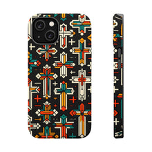 DistinctInk Tough Case for Apple iPhone, Compatible with MagSafe Charging - "Diverse Majesty: Vibrant Christian Cross Pattern"