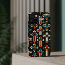 DistinctInk Tough Case for Apple iPhone, Compatible with MagSafe Charging - "Diverse Majesty: Vibrant Christian Cross Pattern"