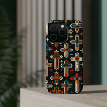 DistinctInk Tough Case for Apple iPhone, Compatible with MagSafe Charging - "Diverse Majesty: Vibrant Christian Cross Pattern"