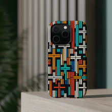 DistinctInk Tough Case for Apple iPhone, Compatible with MagSafe Charging - Vibrant Array of Bold and Minimalistic Christian Crosses