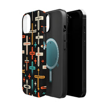 DistinctInk Tough Case for Apple iPhone, Compatible with MagSafe Charging - "Vibrant Crosses: Bold to Thin"