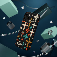 DistinctInk Tough Case for Apple iPhone, Compatible with MagSafe Charging - "Vibrant Crosses: Bold to Thin"
