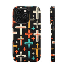 DistinctInk Tough Case for Apple iPhone, Compatible with MagSafe Charging - "Vibrant Crosses: Bold to Thin"