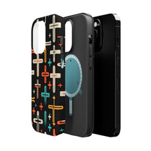 DistinctInk Tough Case for Apple iPhone, Compatible with MagSafe Charging - "Vibrant Crosses: Bold to Thin"