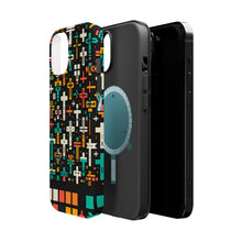DistinctInk Tough Case for Apple iPhone, Compatible with MagSafe Charging - "Vivid Crosses: Striking Patterns on Black"