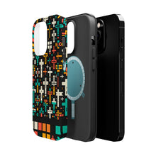 DistinctInk Tough Case for Apple iPhone, Compatible with MagSafe Charging - "Vivid Crosses: Striking Patterns on Black"