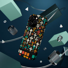 DistinctInk Tough Case for Apple iPhone, Compatible with MagSafe Charging - "Vivid Crosses: Striking Patterns on Black"