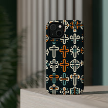 DistinctInk Tough Case for Apple iPhone, Compatible with MagSafe Charging - "Bold and Thin: Vibrant Christian Crosses"