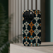 DistinctInk Tough Case for Apple iPhone, Compatible with MagSafe Charging - "Bold and Thin: Vibrant Christian Crosses"