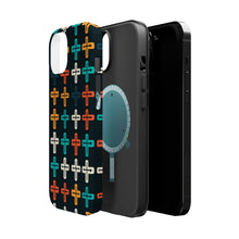 DistinctInk Tough Case for Apple iPhone, Compatible with MagSafe Charging - "Vibrant Alternating Christian Crosses Pattern"