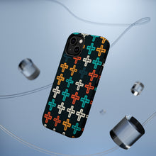 DistinctInk Tough Case for Apple iPhone, Compatible with MagSafe Charging - "Vibrant Alternating Christian Crosses Pattern"