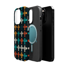 DistinctInk Tough Case for Apple iPhone, Compatible with MagSafe Charging - "Vibrant Alternating Christian Crosses Pattern"