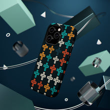 DistinctInk Tough Case for Apple iPhone, Compatible with MagSafe Charging - "Vibrant Alternating Christian Crosses Pattern"