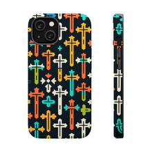 DistinctInk Tough Case for Apple iPhone, Compatible with MagSafe Charging - "Vibrant Crosses: Minimalistic Patterns of Faith"