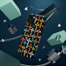 DistinctInk Tough Case for Apple iPhone, Compatible with MagSafe Charging - "Vibrant Crosses: Minimalistic Patterns of Faith"