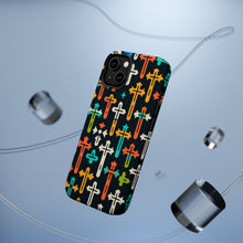 DistinctInk Tough Case for Apple iPhone, Compatible with MagSafe Charging - "Vibrant Crosses: Minimalistic Patterns of Faith"