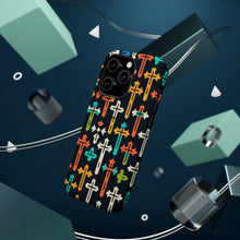 DistinctInk Tough Case for Apple iPhone, Compatible with MagSafe Charging - "Vibrant Crosses: Minimalistic Patterns of Faith"