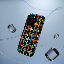 DistinctInk Tough Case for Apple iPhone, Compatible with MagSafe Charging - "Vibrant Crosses: Minimalistic Patterns of Faith"