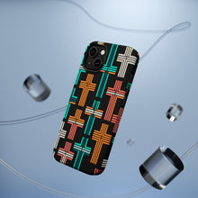 DistinctInk Tough Case for Apple iPhone, Compatible with MagSafe Charging - "Repetitive Vibrant Christian Crosses on Black"