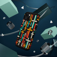 DistinctInk Tough Case for Apple iPhone, Compatible with MagSafe Charging - "Vibrant Harmony: Bold Crosses on Black"