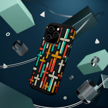 DistinctInk Tough Case for Apple iPhone, Compatible with MagSafe Charging - "Vibrant Harmony: Bold Crosses on Black"