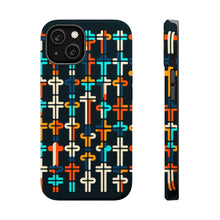 DistinctInk Tough Case for Apple iPhone, Compatible with MagSafe Charging - "Harmonious Balance: Vivid Cross Pattern"