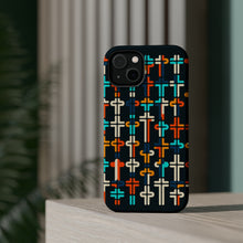 DistinctInk Tough Case for Apple iPhone, Compatible with MagSafe Charging - "Harmonious Balance: Vivid Cross Pattern"