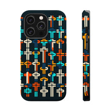 DistinctInk Tough Case for Apple iPhone, Compatible with MagSafe Charging - "Harmonious Balance: Vivid Cross Pattern"