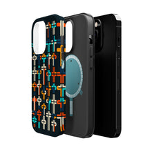 DistinctInk Tough Case for Apple iPhone, Compatible with MagSafe Charging - "Harmonious Balance: Vivid Cross Pattern"