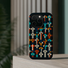 DistinctInk Tough Case for Apple iPhone, Compatible with MagSafe Charging - "Harmonious Balance: Vivid Cross Pattern"