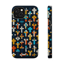 DistinctInk Tough Case for Apple iPhone, Compatible with MagSafe Charging - "Bold Crosses: A Vibrant Array of Faith"