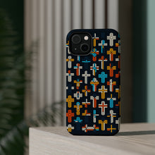 DistinctInk Tough Case for Apple iPhone, Compatible with MagSafe Charging - "Bold Crosses: A Vibrant Array of Faith"