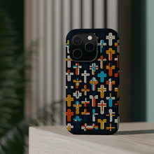 DistinctInk Tough Case for Apple iPhone, Compatible with MagSafe Charging - "Bold Crosses: A Vibrant Array of Faith"