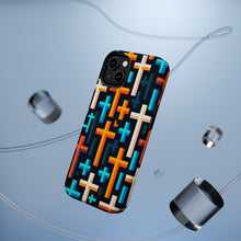 DistinctInk Tough Case for Apple iPhone, Compatible with MagSafe Charging - "Vibrant Minimalistic Christian Crosses Pattern"