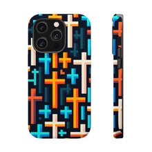 DistinctInk Tough Case for Apple iPhone, Compatible with MagSafe Charging - "Vibrant Minimalistic Christian Crosses Pattern"