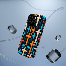 DistinctInk Tough Case for Apple iPhone, Compatible with MagSafe Charging - "Vibrant Minimalistic Christian Crosses Pattern"