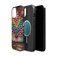 DistinctInk Tough Case for Apple iPhone, Compatible with MagSafe Charging - "Colorful Hearts: Love Amidst Concrete Chaos"