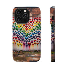 DistinctInk Tough Case for Apple iPhone, Compatible with MagSafe Charging - "Colorful Hearts: Love Amidst Concrete Chaos"