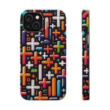 DistinctInk Tough Case for Apple iPhone, Compatible with MagSafe Charging - "Vibrant Crosses: Minimalistic Pattern on Black"