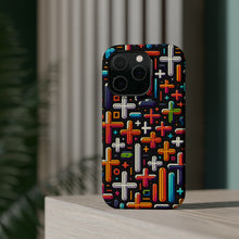 DistinctInk Tough Case for Apple iPhone, Compatible with MagSafe Charging - "Vibrant Crosses: Minimalistic Pattern on Black"