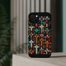DistinctInk Tough Case for Apple iPhone, Compatible with MagSafe Charging - "Vibrant Minimalism: The Bold Christian Crosses"
