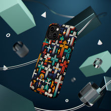 DistinctInk Tough Case for Apple iPhone, Compatible with MagSafe Charging - "Vibrant Christian Crosses: A Playful Repetition"
