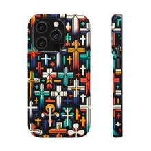 DistinctInk Tough Case for Apple iPhone, Compatible with MagSafe Charging - "Vibrant Christian Crosses: A Playful Repetition"