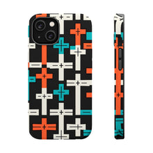 DistinctInk Tough Case for Apple iPhone, Compatible with MagSafe Charging - "Brightly Colored Christian Cross Pattern"
