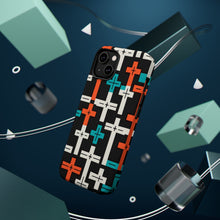 DistinctInk Tough Case for Apple iPhone, Compatible with MagSafe Charging - "Brightly Colored Christian Cross Pattern"