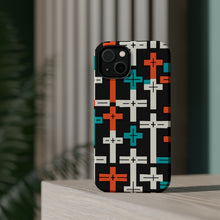 DistinctInk Tough Case for Apple iPhone, Compatible with MagSafe Charging - "Brightly Colored Christian Cross Pattern"
