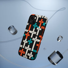DistinctInk Tough Case for Apple iPhone, Compatible with MagSafe Charging - "Brightly Colored Christian Cross Pattern"