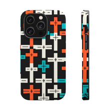 DistinctInk Tough Case for Apple iPhone, Compatible with MagSafe Charging - "Brightly Colored Christian Cross Pattern"